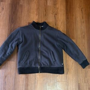 COR3 Jeans Black Coat with Gray Faux Fur Jacket